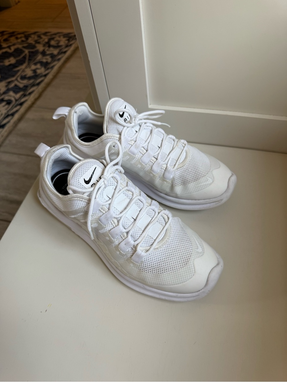 Nike Women’s White Mesh Lace-Up Sneakers with Black Swoosh